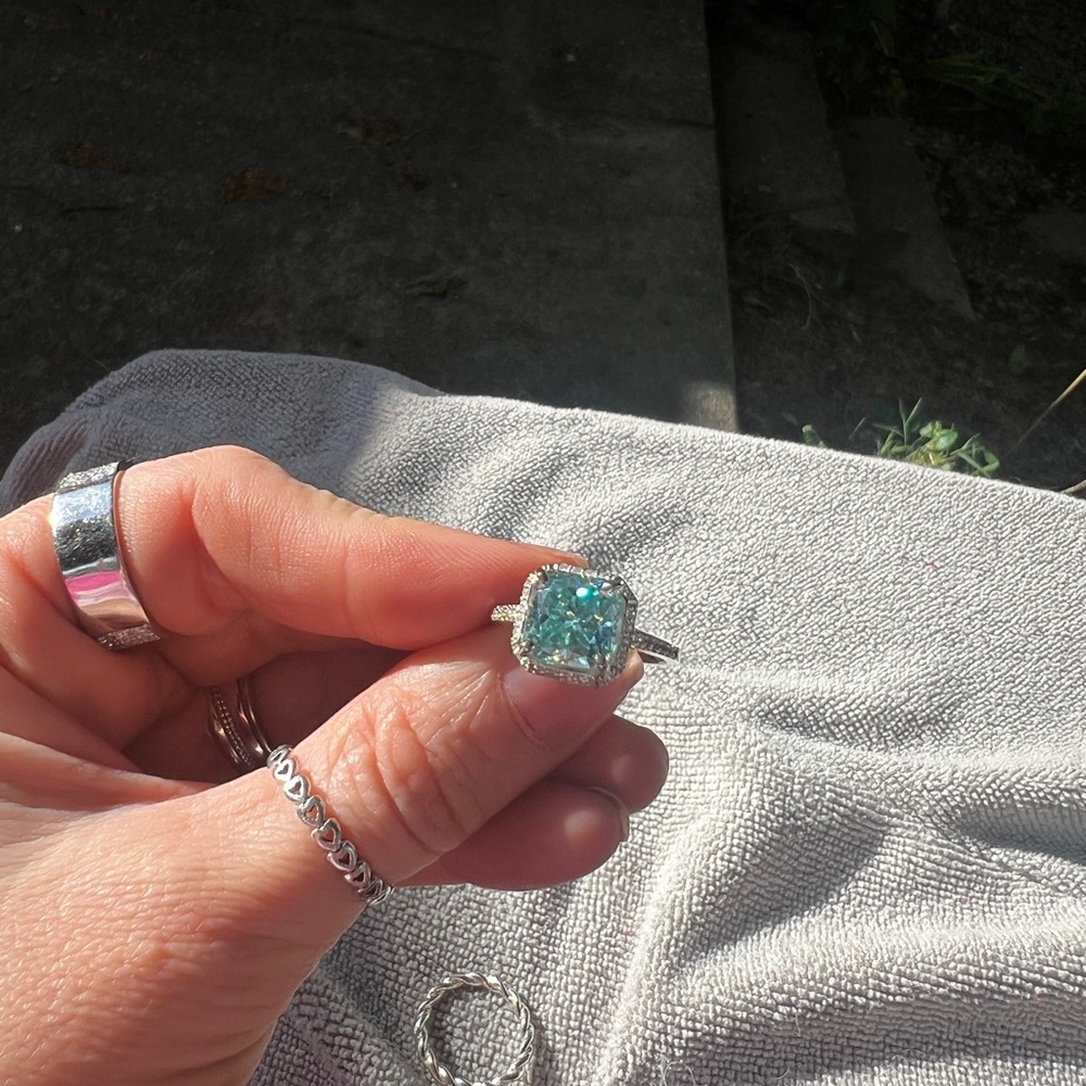 Absolutely Gorgeous Pale Blue 3.70 CT CERTIFIED BLUE DIAMOND CUSHION/HALO RING